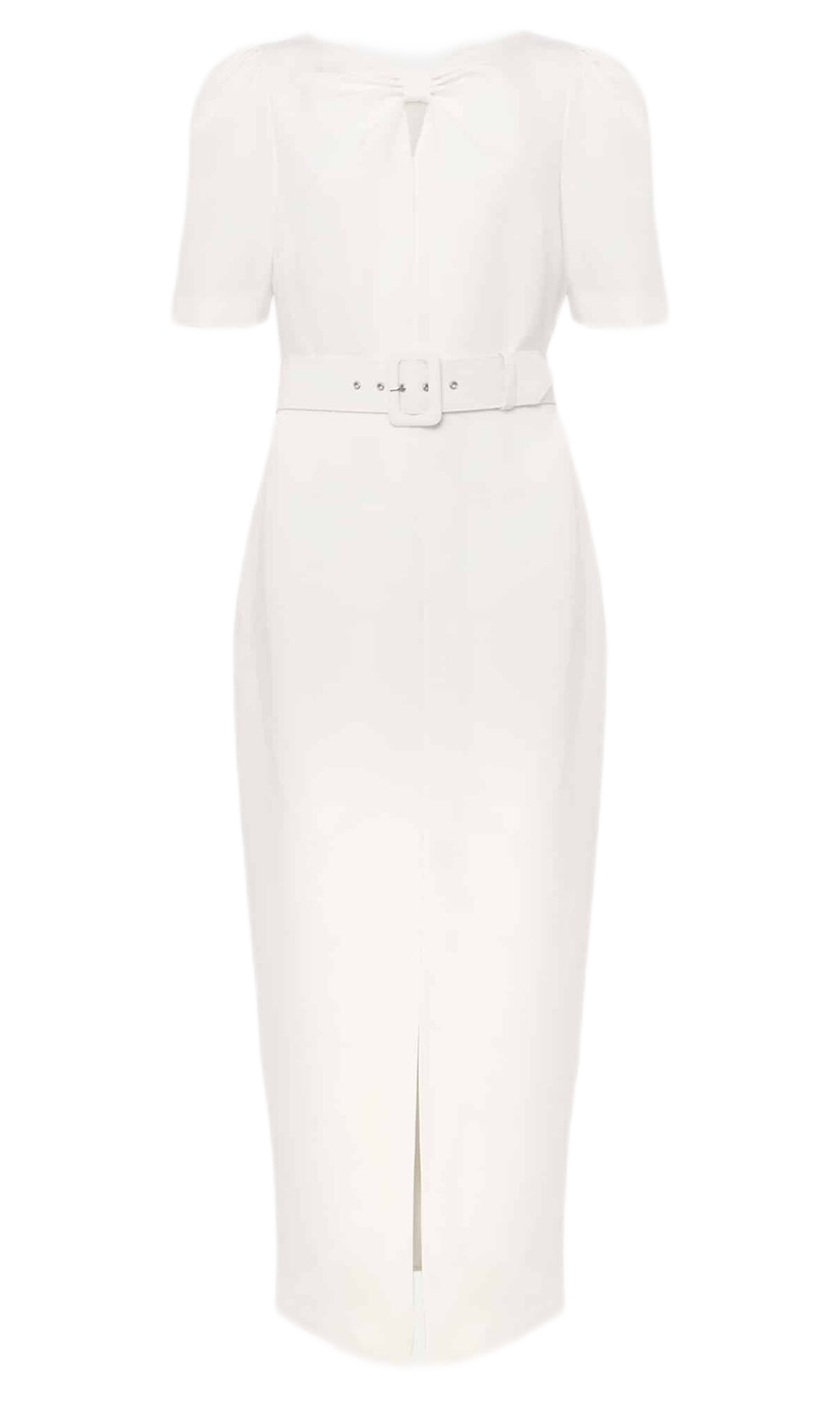 NICCOLA FITTED BELTED MIDAXI DRESS